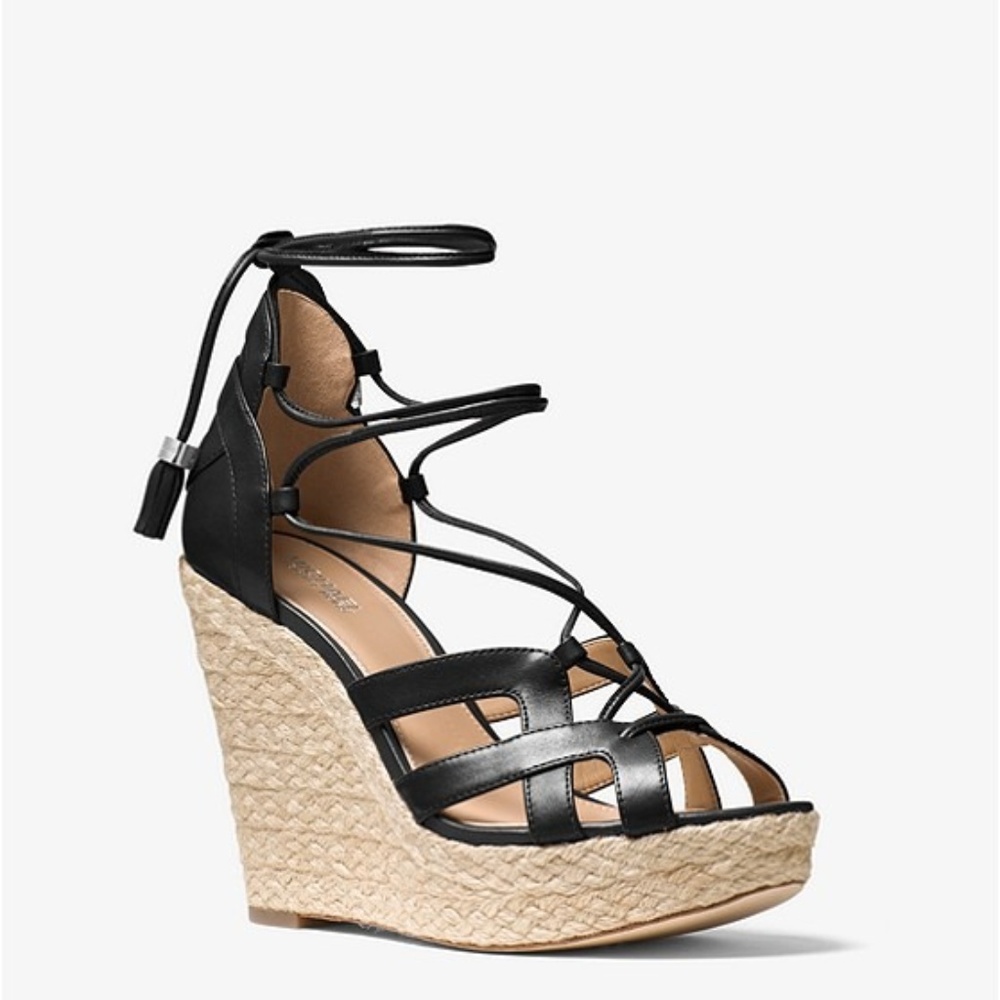 Michael Kors Mirabel Leather Lace-up Wedge - Picture 1 of 3